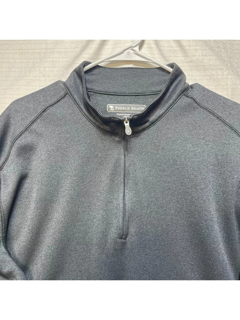 Pebble Beach Performance Men's Black Quarter Zip Pullover Large Golf Jacket - Picture 3 of 7